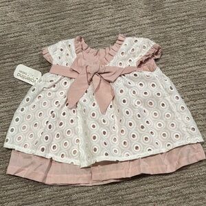 Valentina Pink and White Eyelet Baby dress